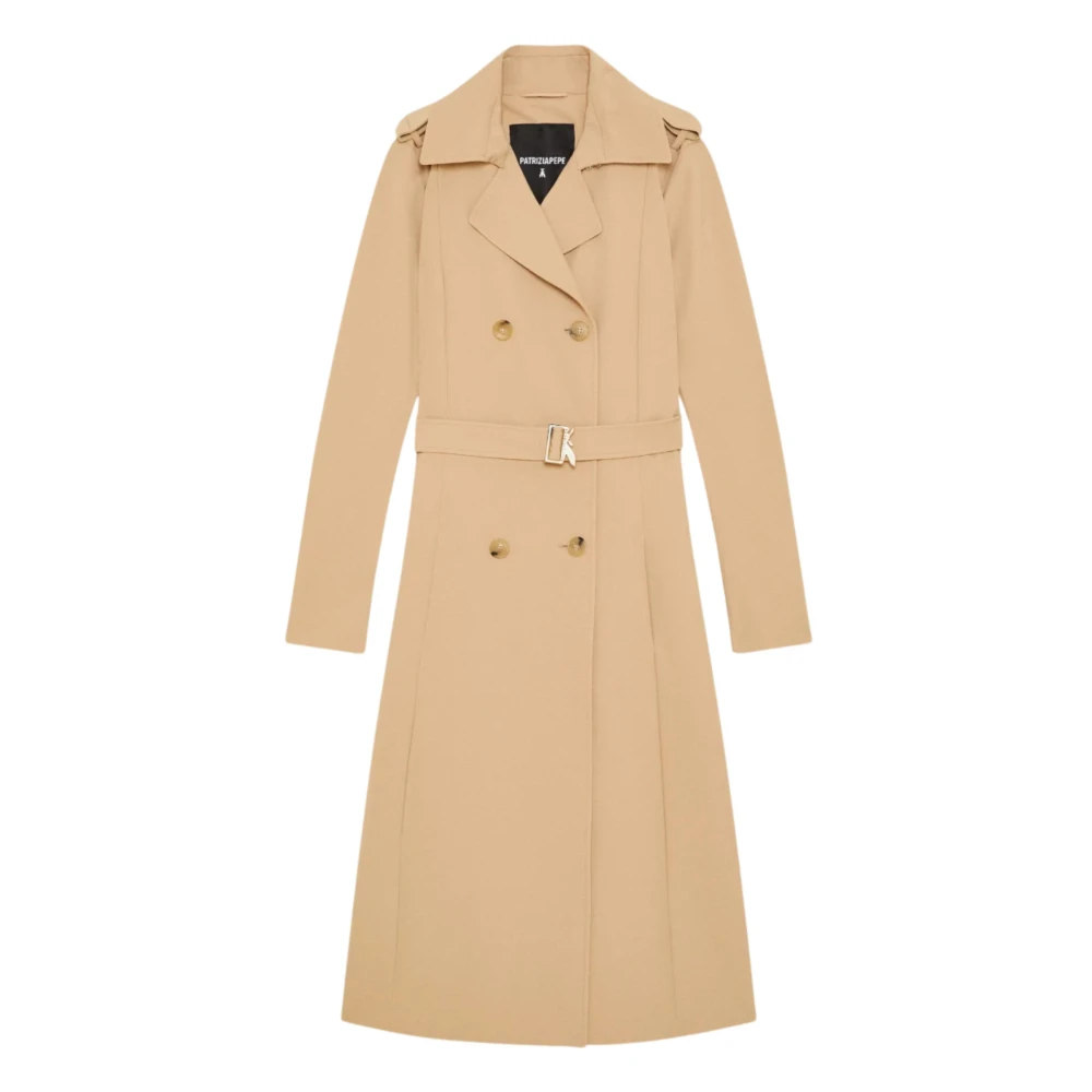 PATRIZIA PEPE Beige Double-Breasted Trenchcoat Beige Dames