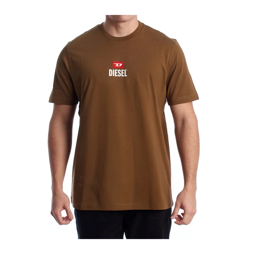 Diesel Herr Brun Toppar 2XL, Bomull, Crew T-Shirt