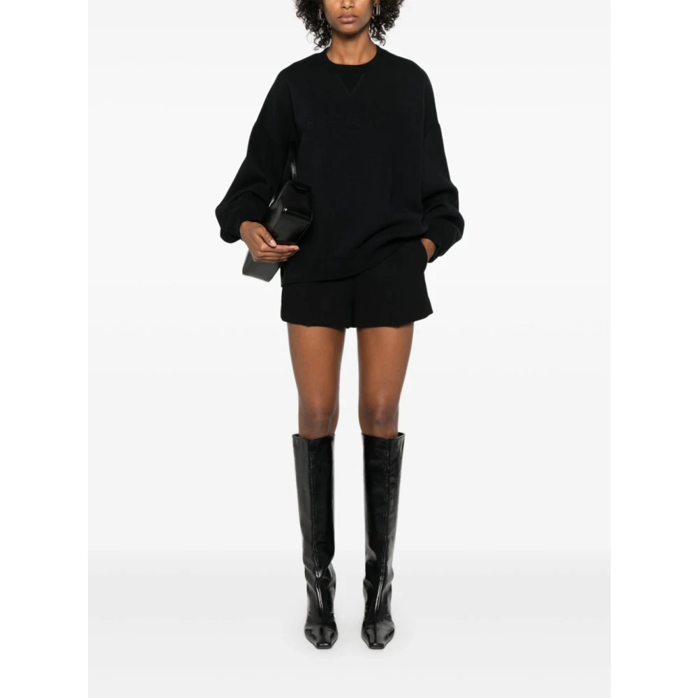 Gucci Geborduurd Logo Katoenen Sweatshirt Black Dames
