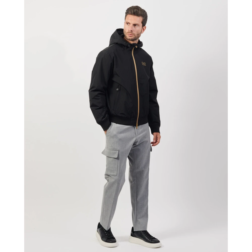 Emporio Armani Zwarte Jassen met Licht Gewatteerd Black Heren
