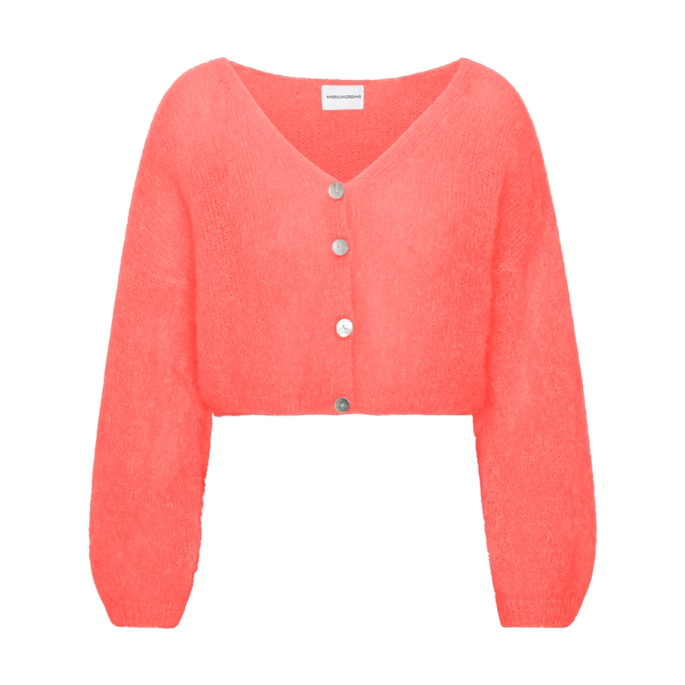 American Dreams Geknipte Mohair Cardigan in Koraalrood Red Dames