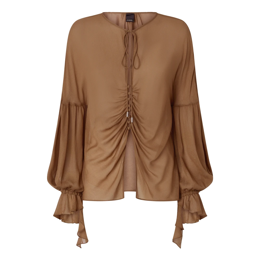 Pinko Donna Marrone - Blusa Georgette In Bianco - Blouses & Shirts - S