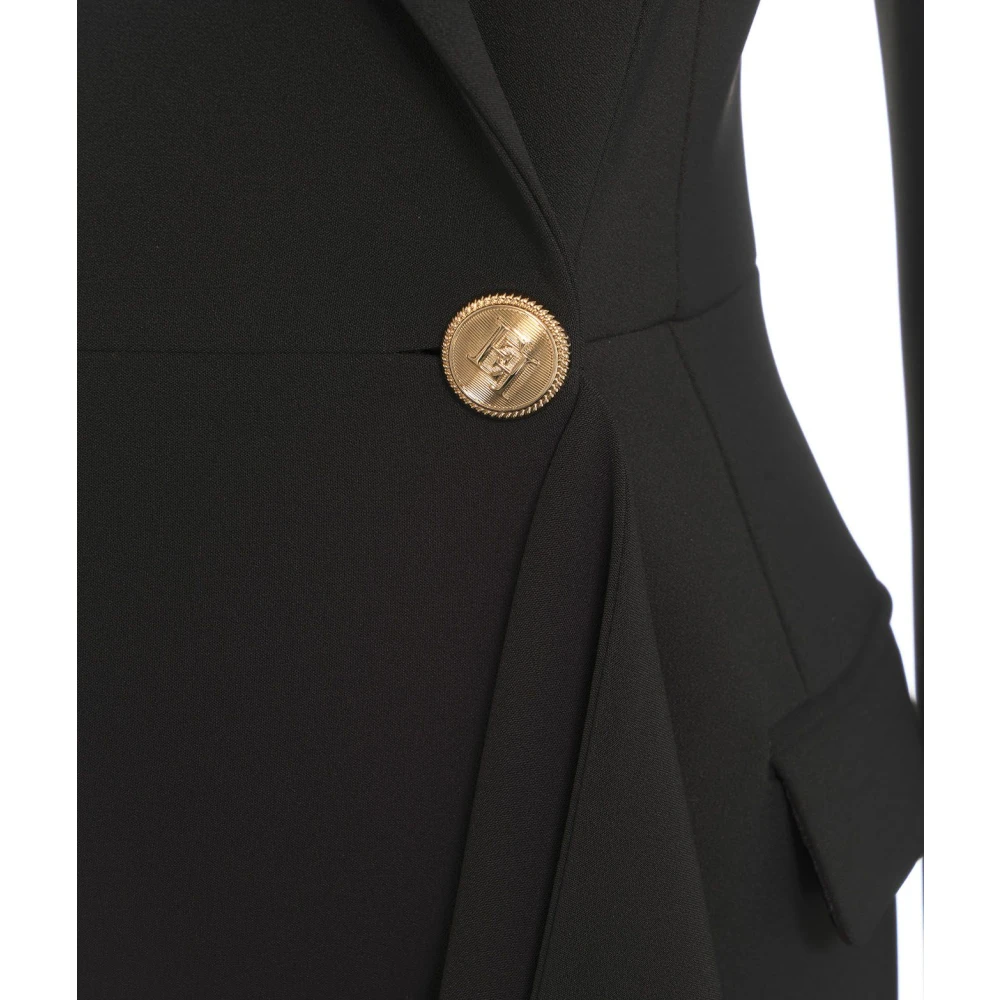 Elisabetta Franchi Zwarte double-breasted blazer jas jurk Black Dames