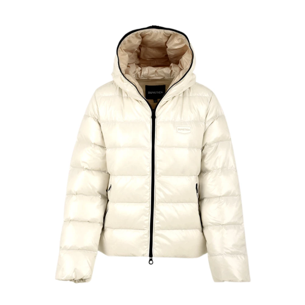 duvetica Hooded Jacket met Horizontale Quilting Beige Dames