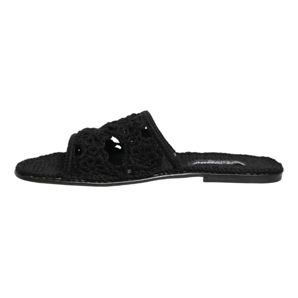 Dolce & Gabbana Women's Black Woven Slides - Sliders - 11 Uk - Shoes