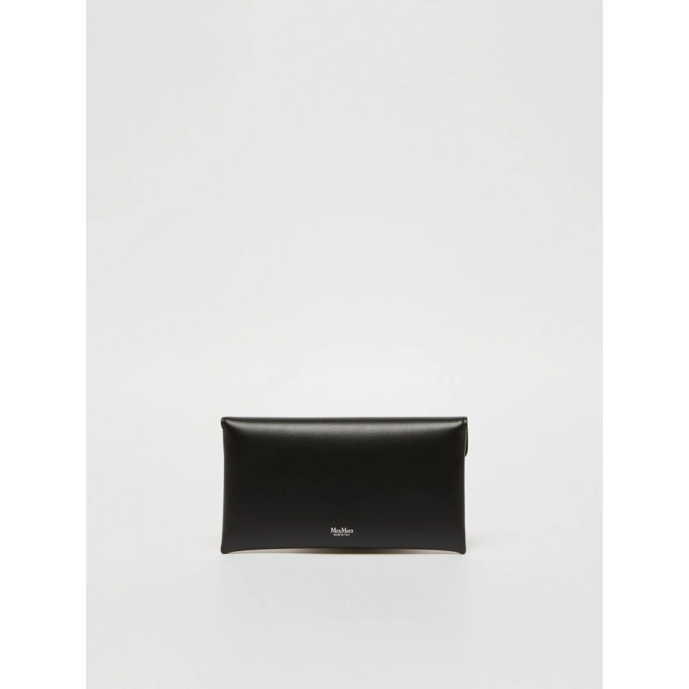 Max Mara Zwarte leren envelopportemonnee met ketting Black Dames