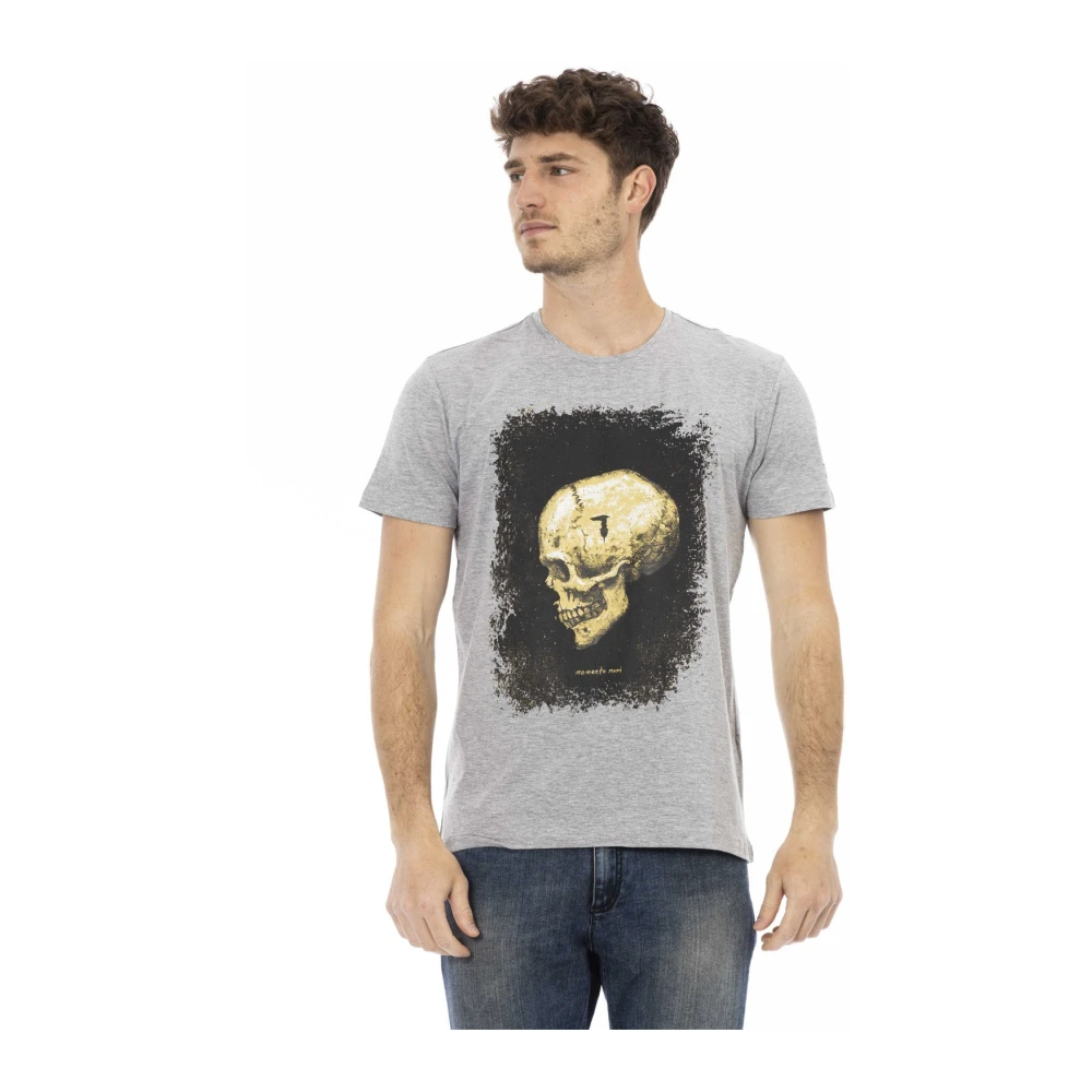 Trussardi Men's Gray T-Shirts, L, Casual Round Neck Short Sleeve T-Shirt