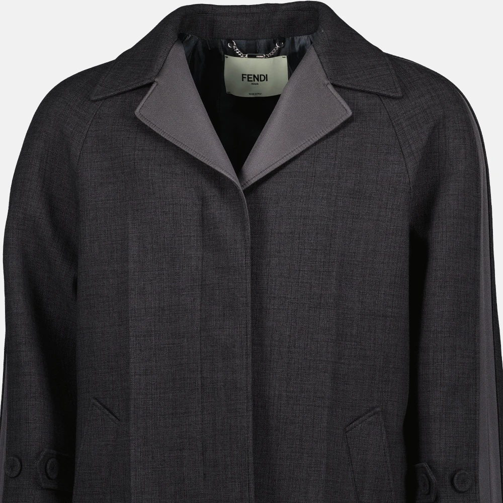 Fendi Lange autojas met contrastdetails Gray Dames