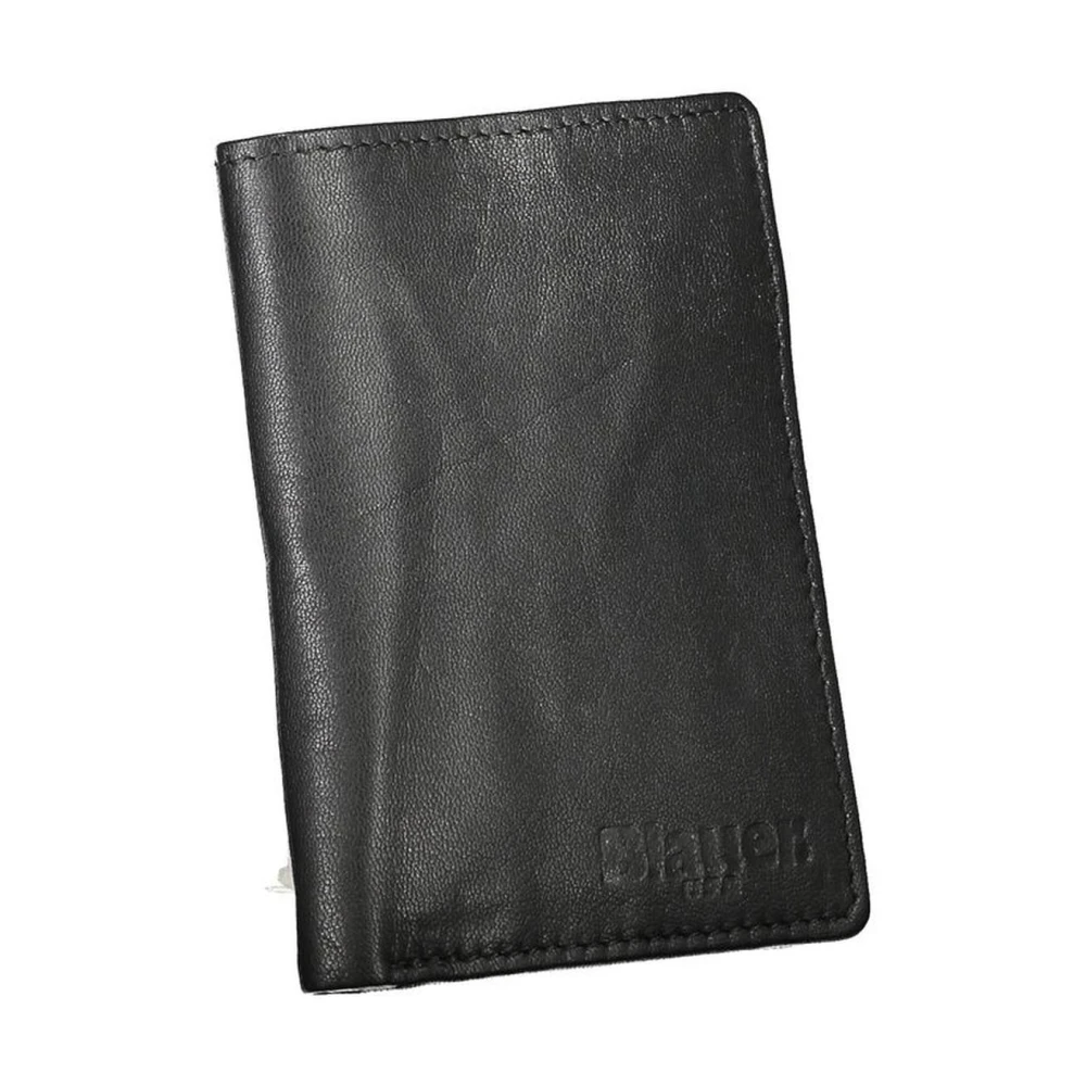 Blauer Leren portemonnee met kaart en munt Black Heren