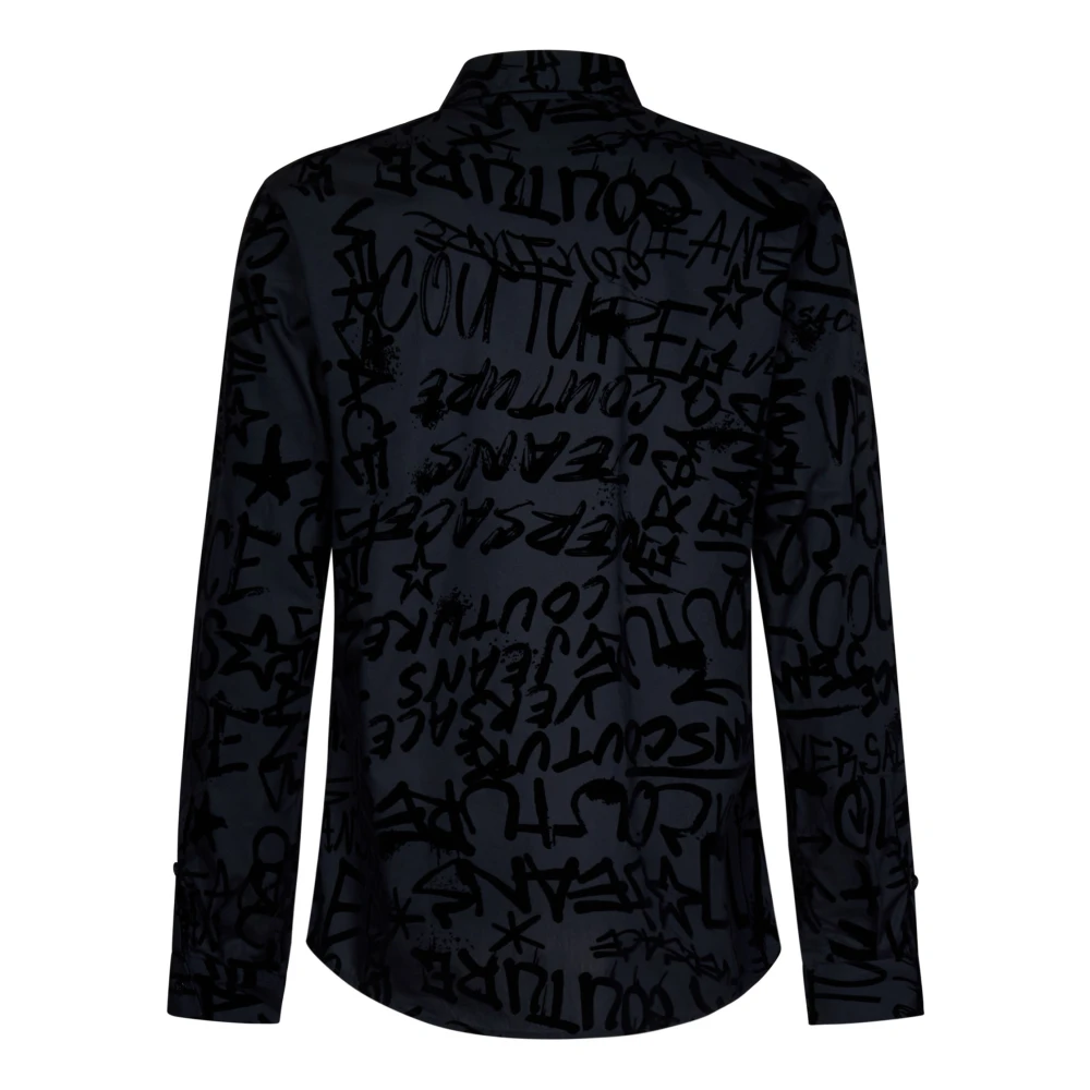 Versace Jeans Couture Zwart Overhemd met Graffiti Logo Print Black Heren
