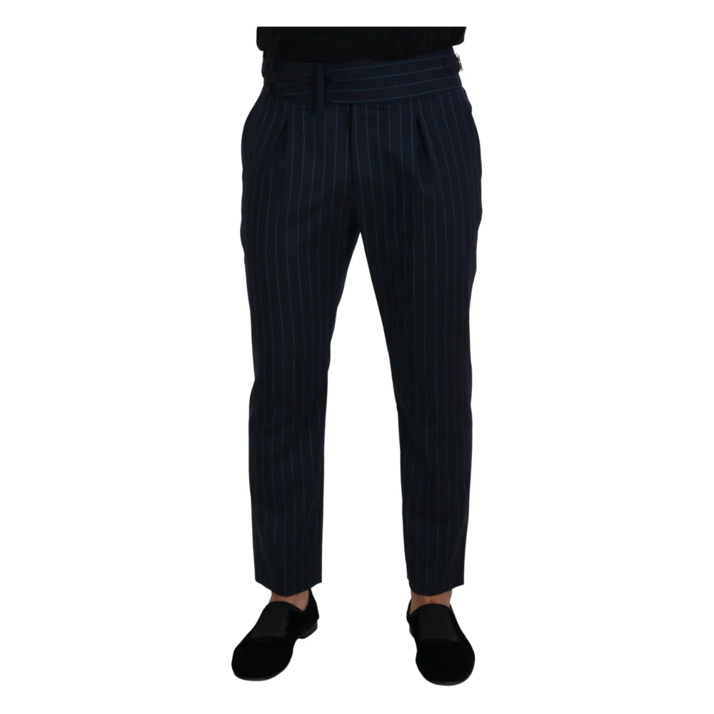 Dolce & Gabbana Men's Blue Elegant Striped Wool Trousers - Suit Trousers - L - Trousers