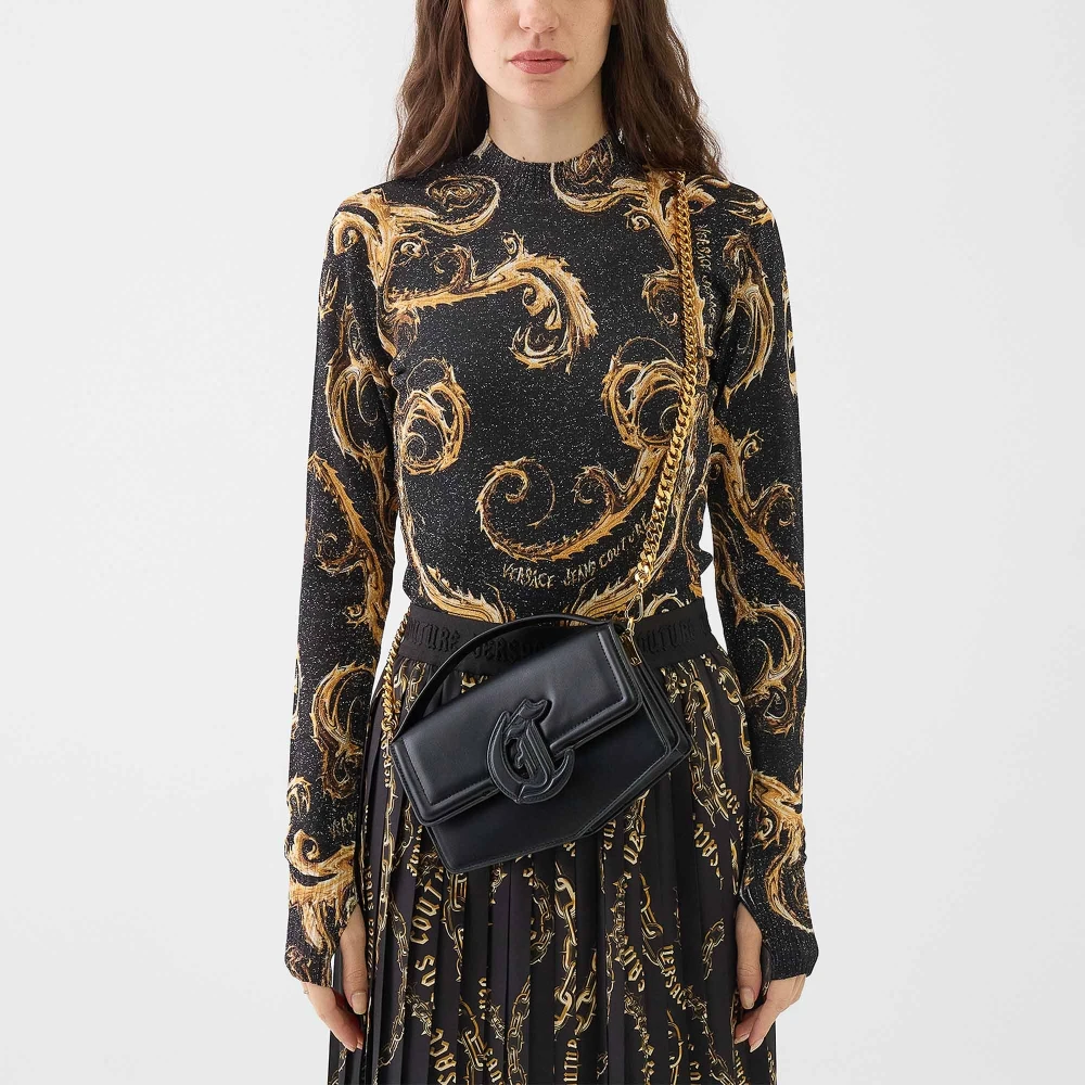 Just Cavalli Logo clutch tas in zwart hars Black Dames