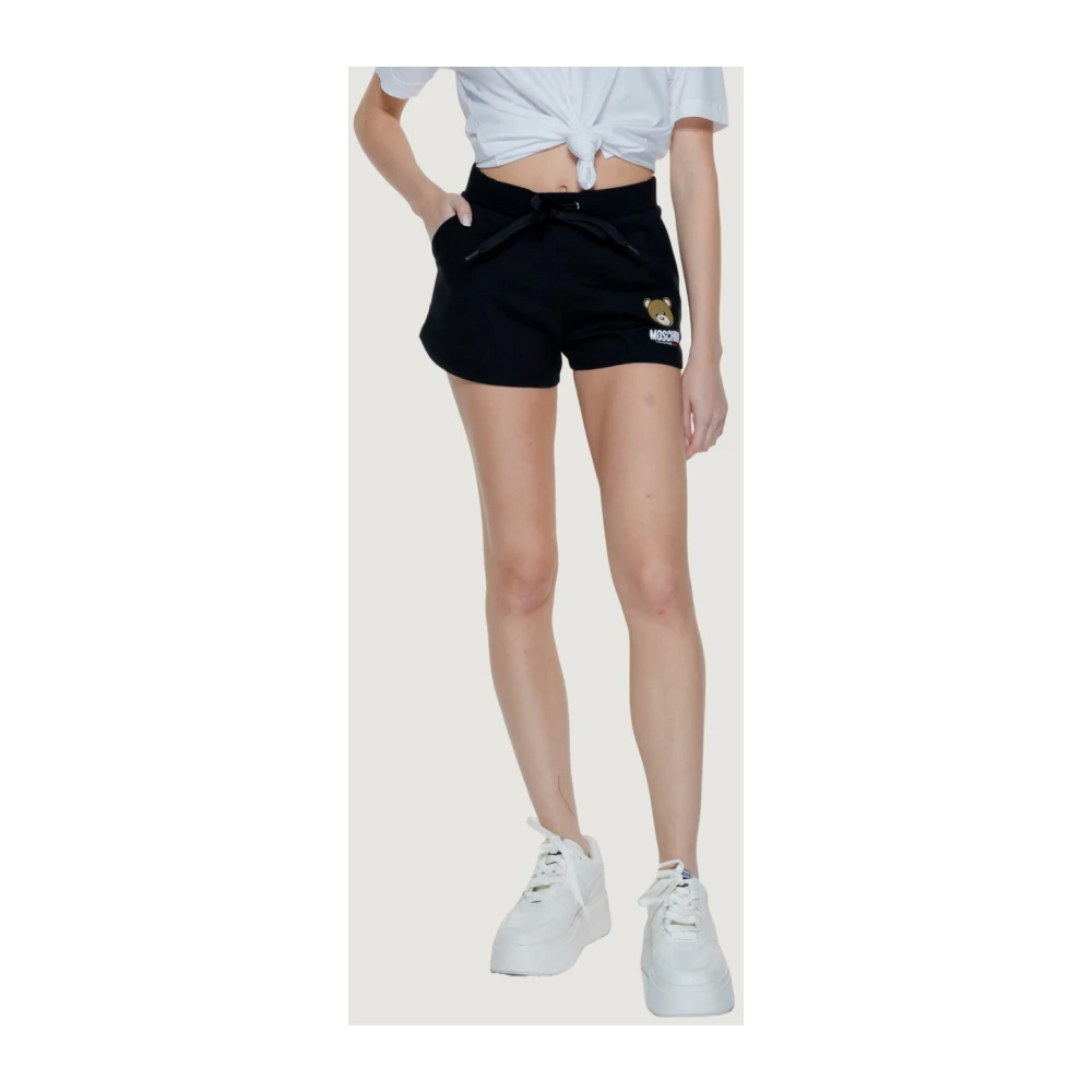Love Moschino Zwarte Sportieve Shorts Logo Print Black Dames