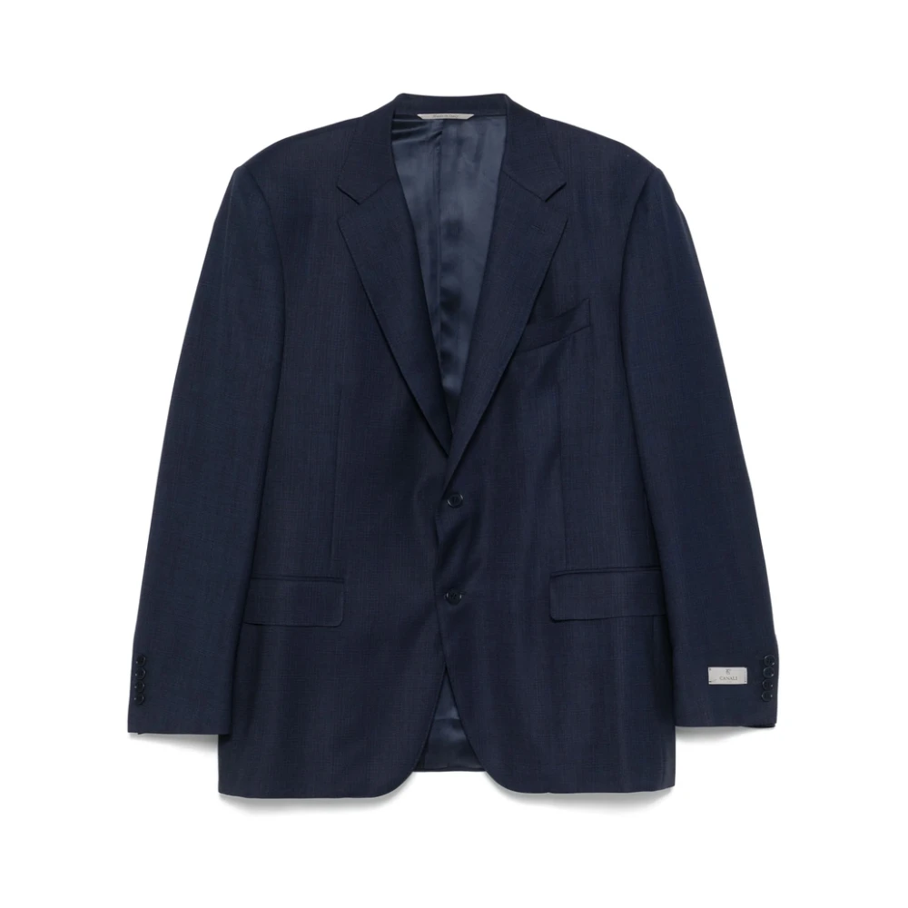 Canali Navy Blue Front Button Jacket Blue Heren