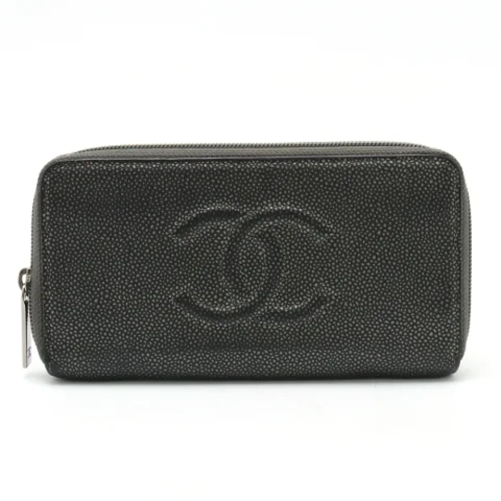 Chanel Vintage Pre-owned Leather wallets Gray Dames