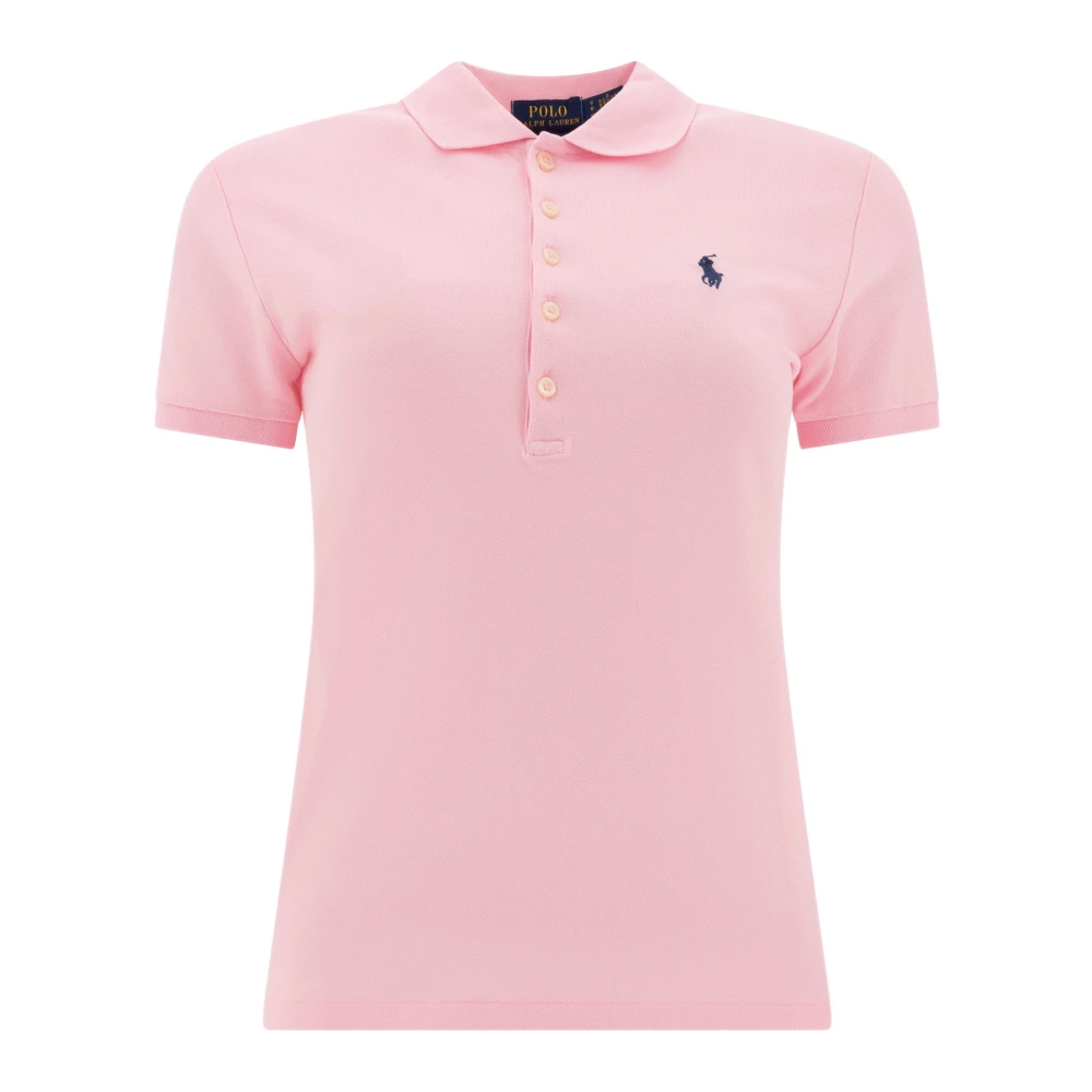 Polo Ralph Lauren Women's Pink Polo Shirts, L, Slim Fit Stretch Polo Shirt
