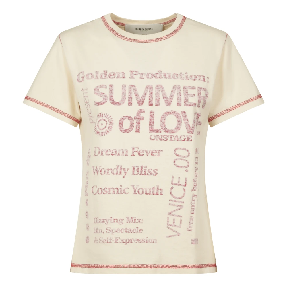 Golden Goose Journey Slim T-shirt Katoen Jersey Beige Dames
