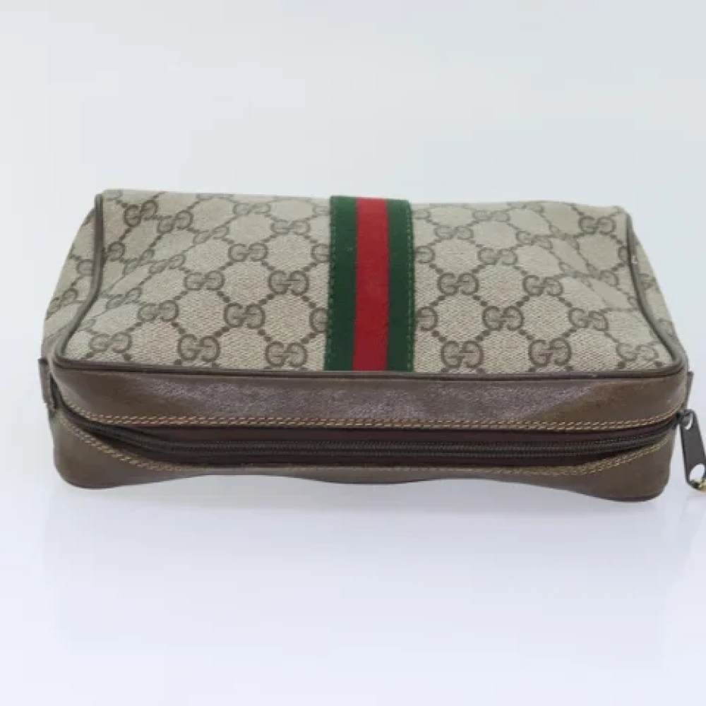 Gucci Vintage Pre-owned Leather clutches Beige Dames