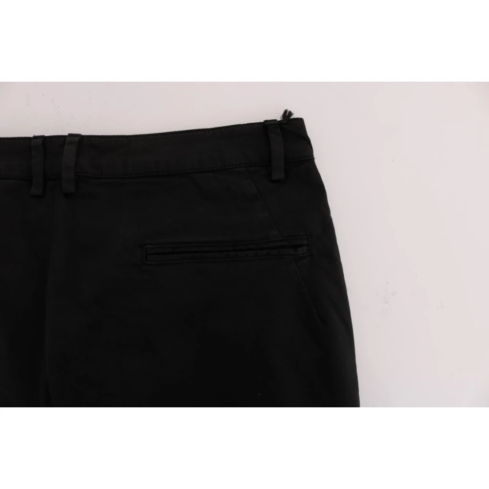 Costume National Chique Zwarte Slim Fit Katoen Stretch Broek Black Heren