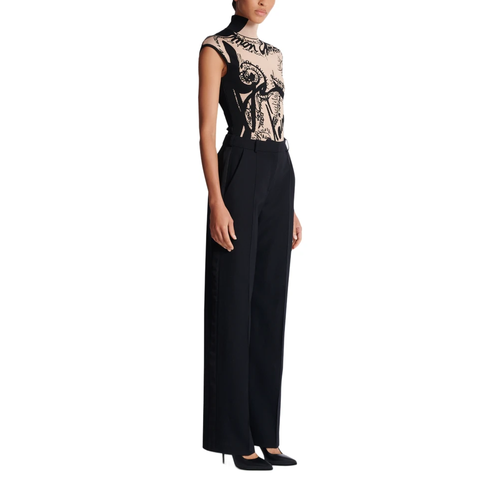 Balmain Jacquard gebreide bodysuit met torso motief Beige Dames