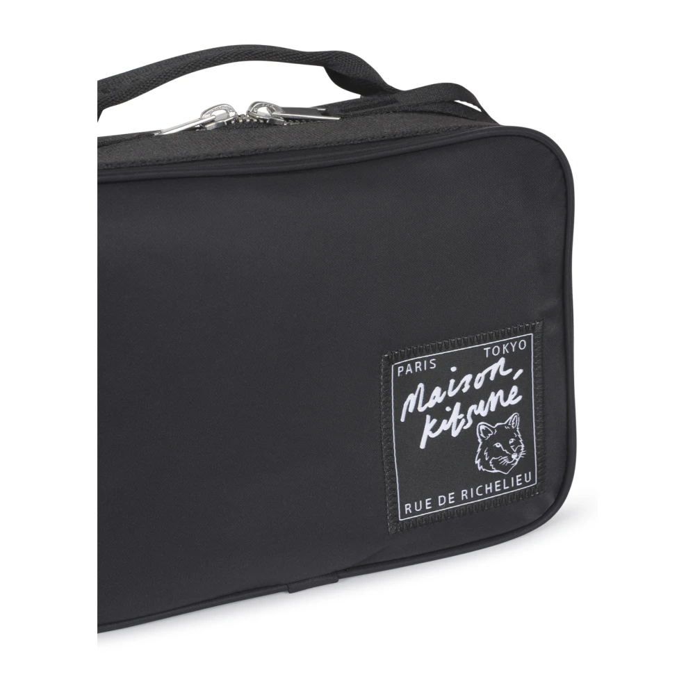 Maison Kitsuné Zwarte Nylon Bum Bag Black Heren