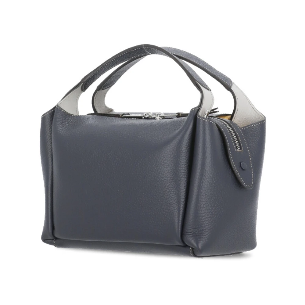 TOD'S Blauwe Pebble Leren Handtas met Afneembare Banden Blue Dames