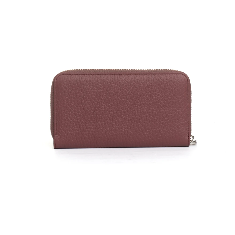 Orciani Burgundy Zip Around Wallet Brown Dames
