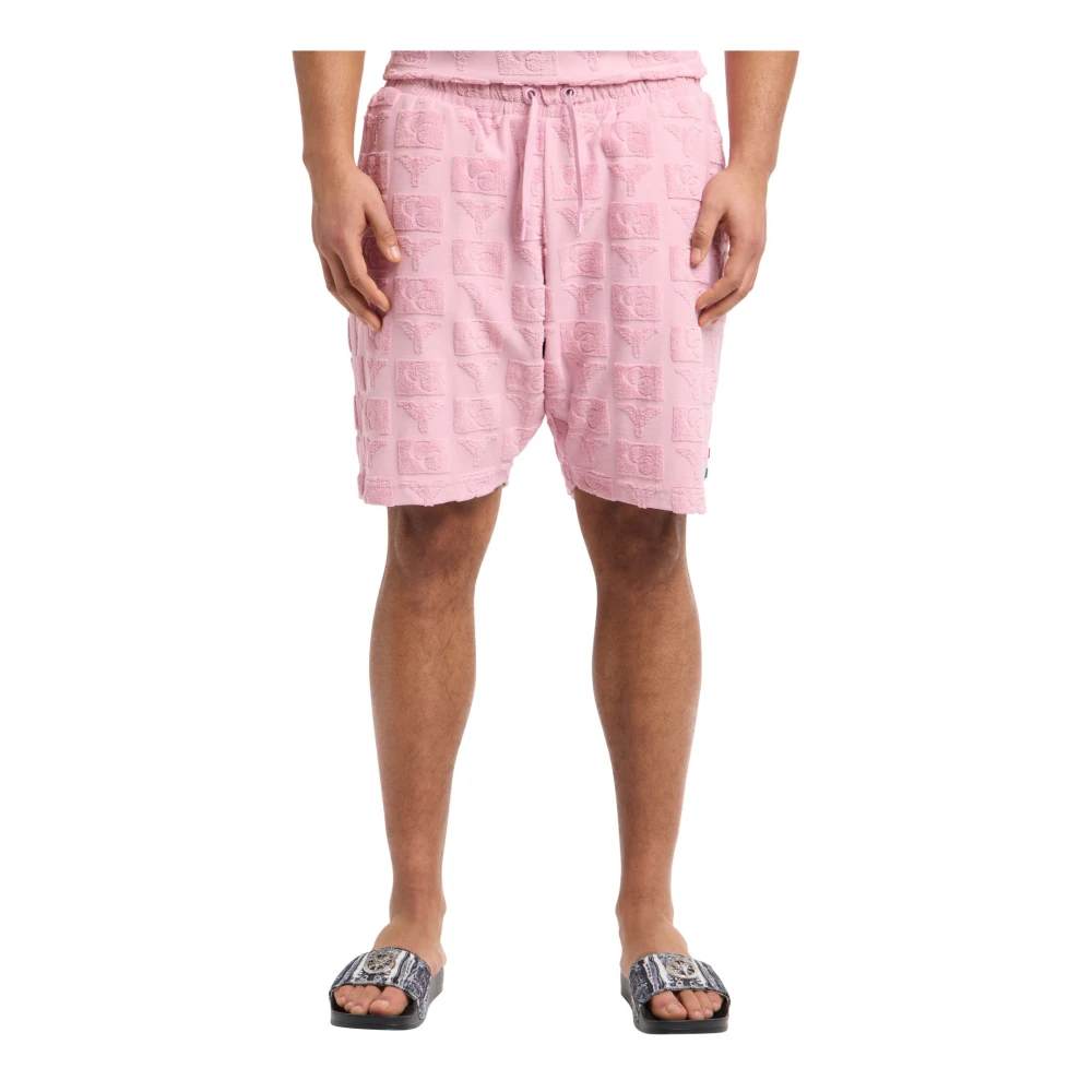 carlo colucci Terry Insert Oversize Streetwear Shorts Pink Heren