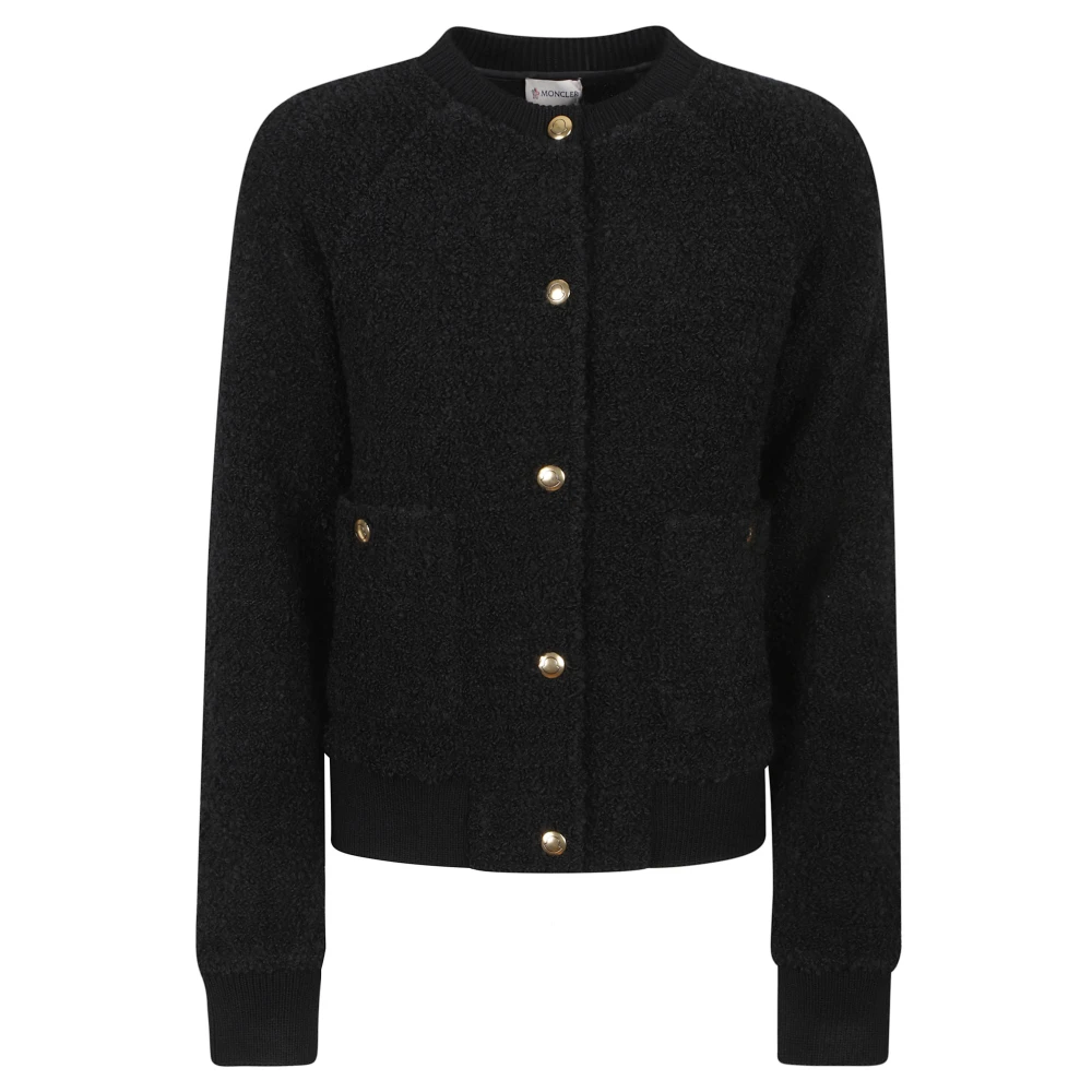 Moncler Wool-Blend Cardigan - Female - Cardigans - Black - S - Knitwear
