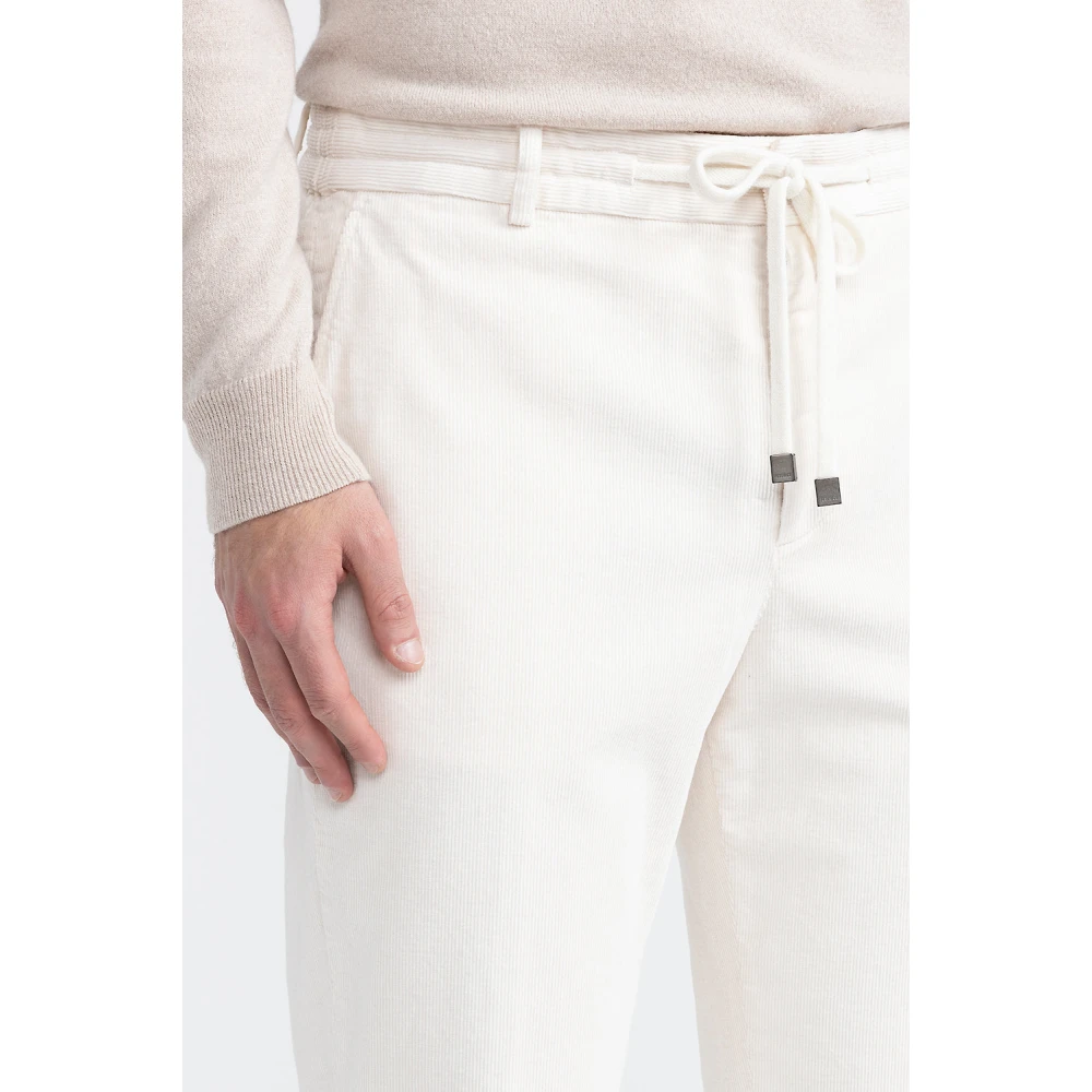 PESERICO Katoenen fluwelen joggerbroek White Heren