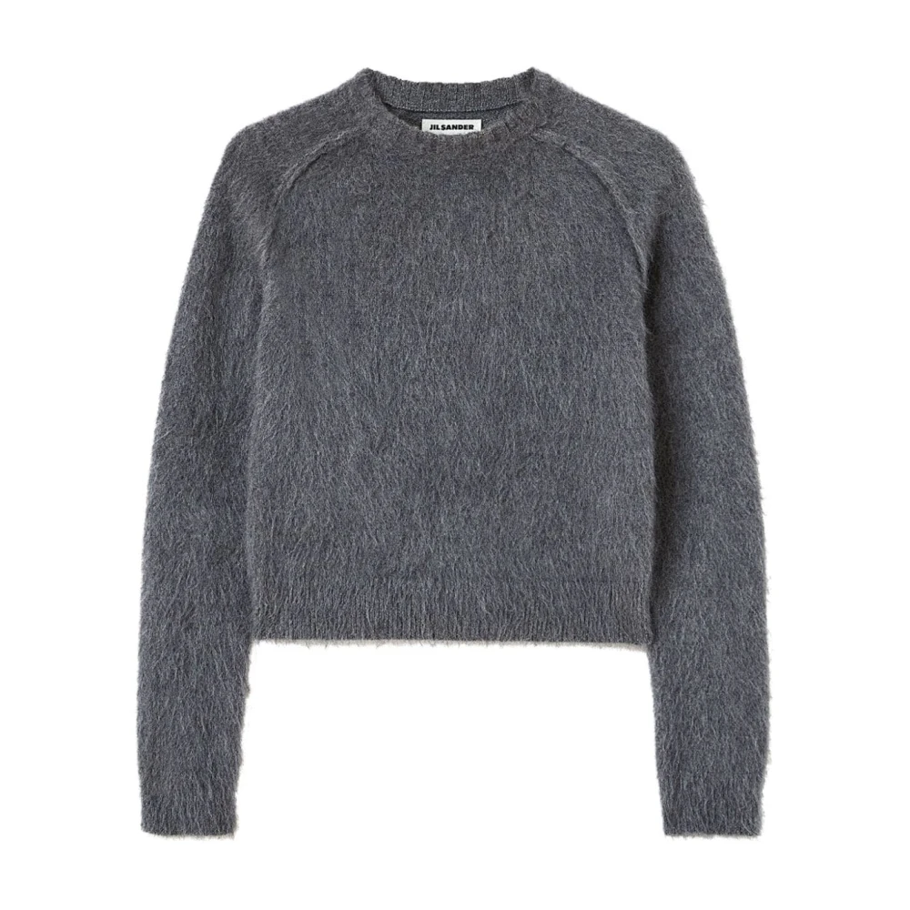 Jil Sander Grijze Crewneck Wol Zijde Trui Gray Dames