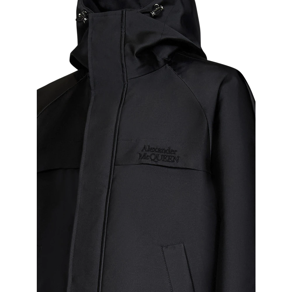 alexander mcqueen Zwarte Zijde Blend Windbreaker Jas Black Heren
