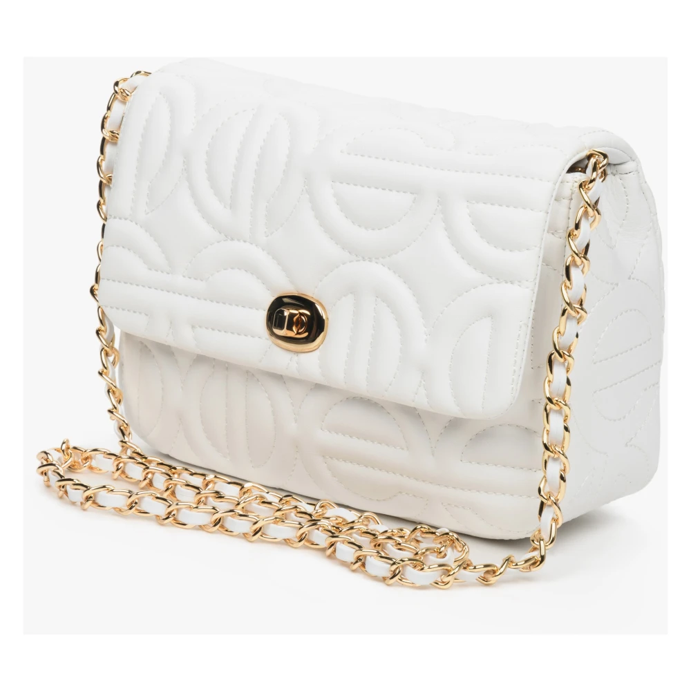 Estro Dames Kleine Witte Schoudertas met een Gouden Ketting Er00112087 White Dames