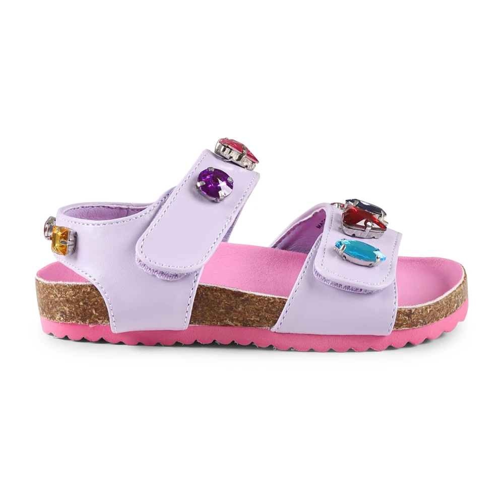 Stella Mccartney Girls Multicolor Purple Crystal Embellished Sandals Size 35 Eu