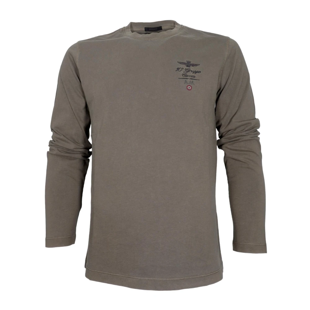 Aeronautica militare Groene Basic Crewneck T-shirt Green Heren