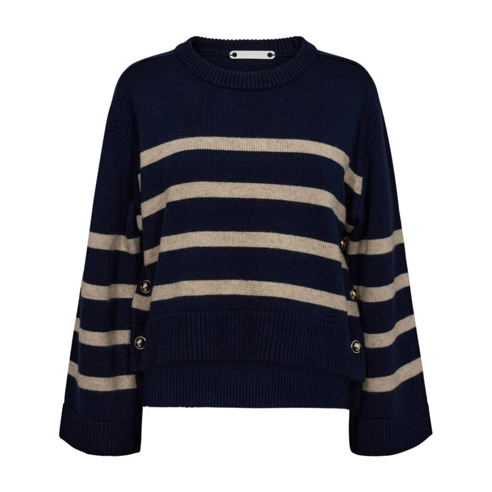 Co'Couture Navy Gestreepte Gebreide Trui Blue Dames