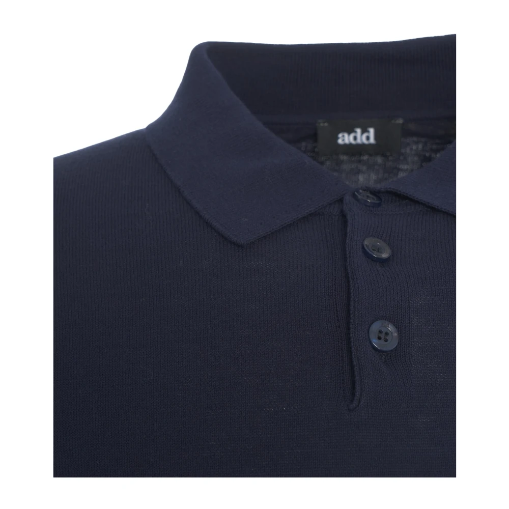 add Blauw Gebreid Poloshirt Casual Elegantie Blue Heren