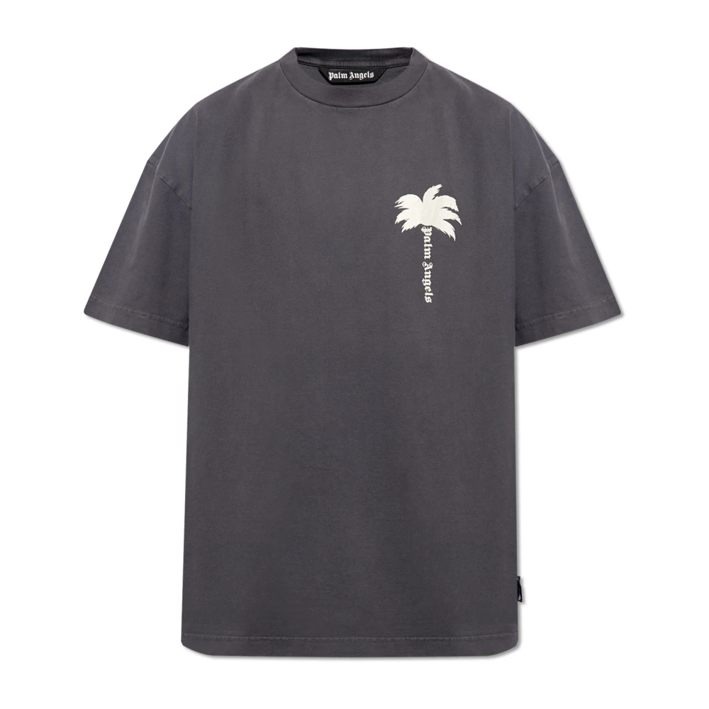 Palm Angels T-shirt met logo Gray Heren
