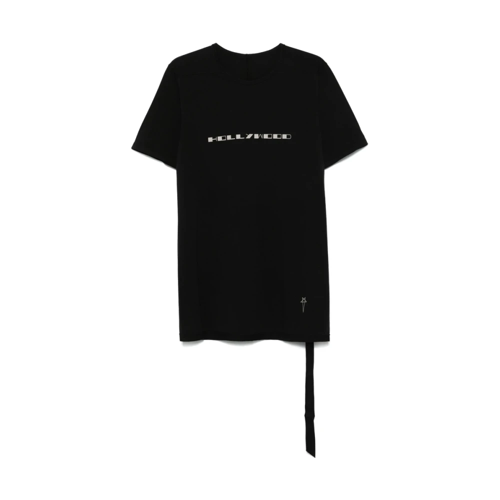Rick Owens Zwart Crew Neck Slogan Print T-shirt Black Heren