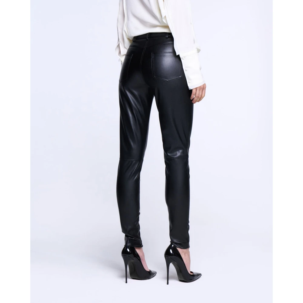 Silvian Heach Broek van imitatieleer Black Dames