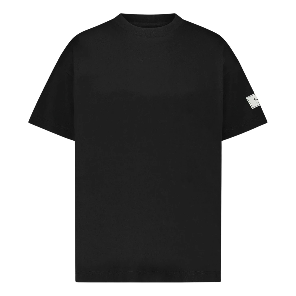 Flâneur Zwarte Katoenen T-shirt met Patch Black Heren