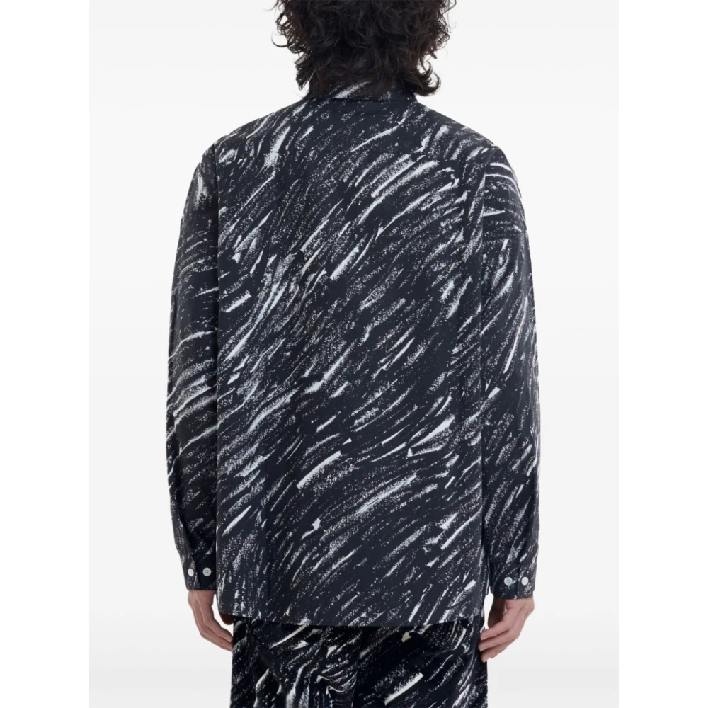 Marni Schets-stijl Print Katoenen Poplin Shirt Gray Heren