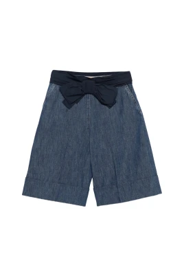 Bow-embellished Denim Shorts
