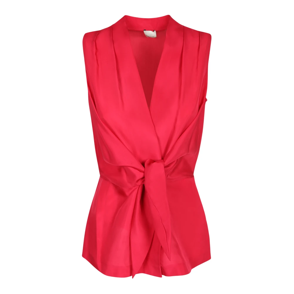 Paul Smith Femme Rouge Tops, Taille: 40 Fr Tie-Waist Silk Top
