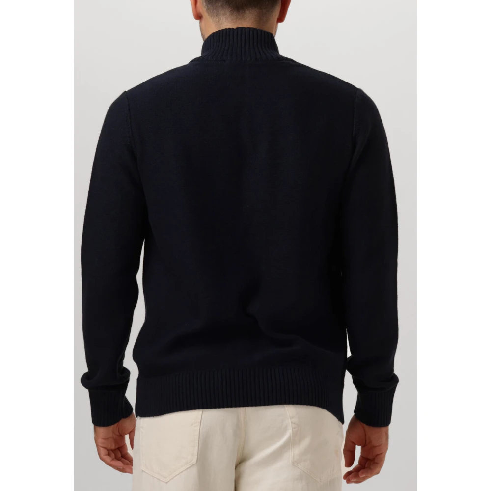 Selected Homme Navy Gebreide Half-Zip Trui Blue Heren