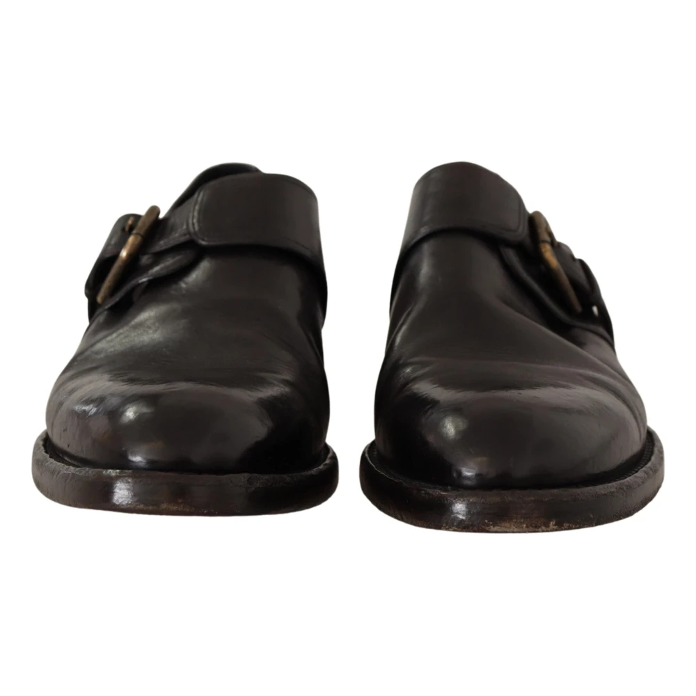 Dolce & Gabbana Vintage Zwarte Leren Monk Strap Schoenen Black Heren