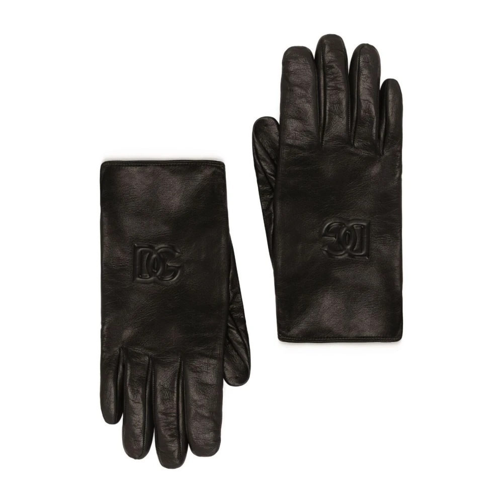 Dolce & Gabbana Zwarte Leren Handschoenen Black Heren