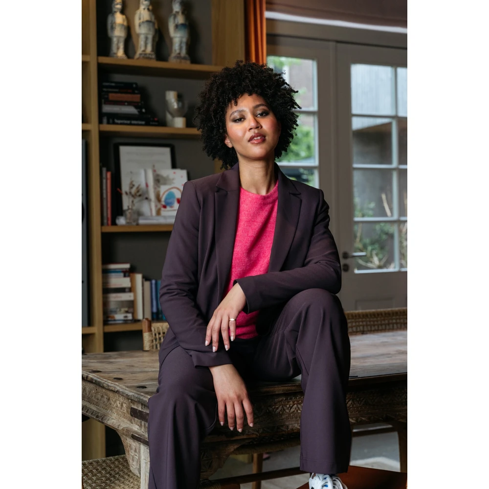 &Co Woman Bordeaux Slim Fit Broek Purple Dames