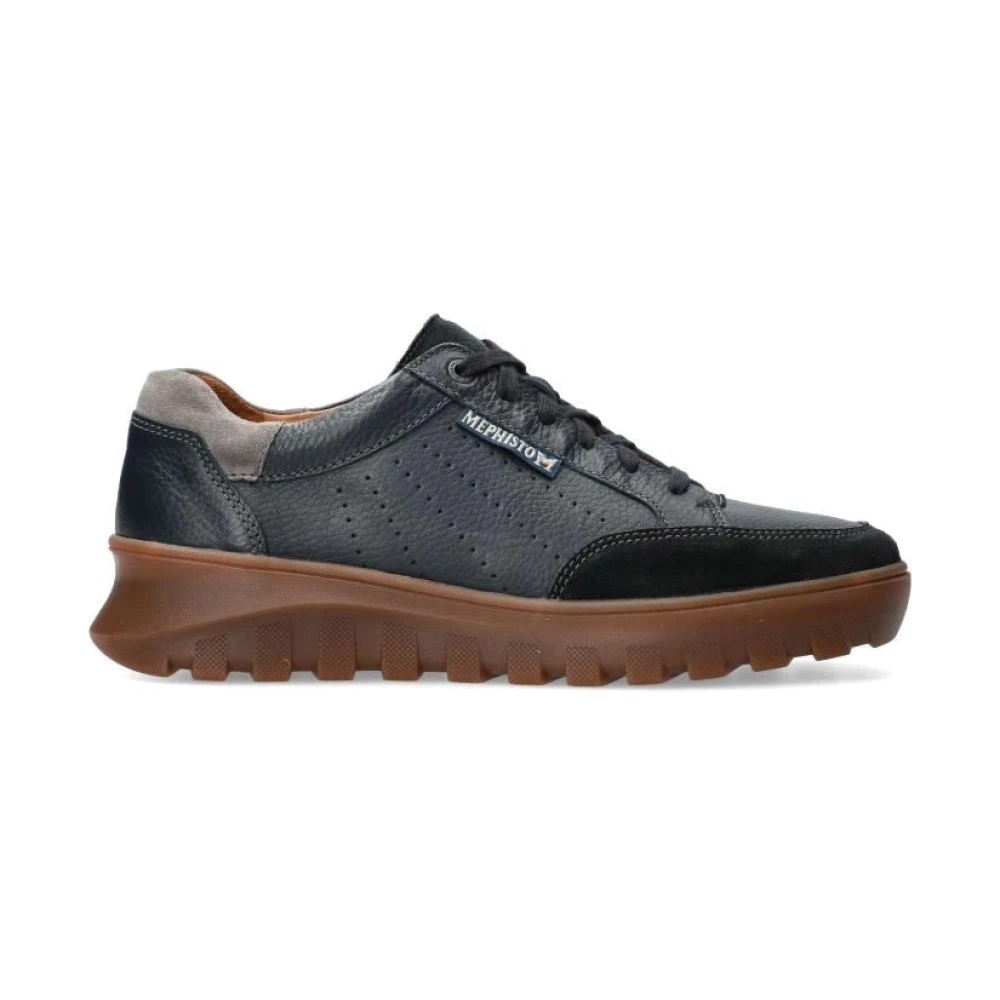 Mephisto Blauwe vetersneaker voor heren Heren Schoenen