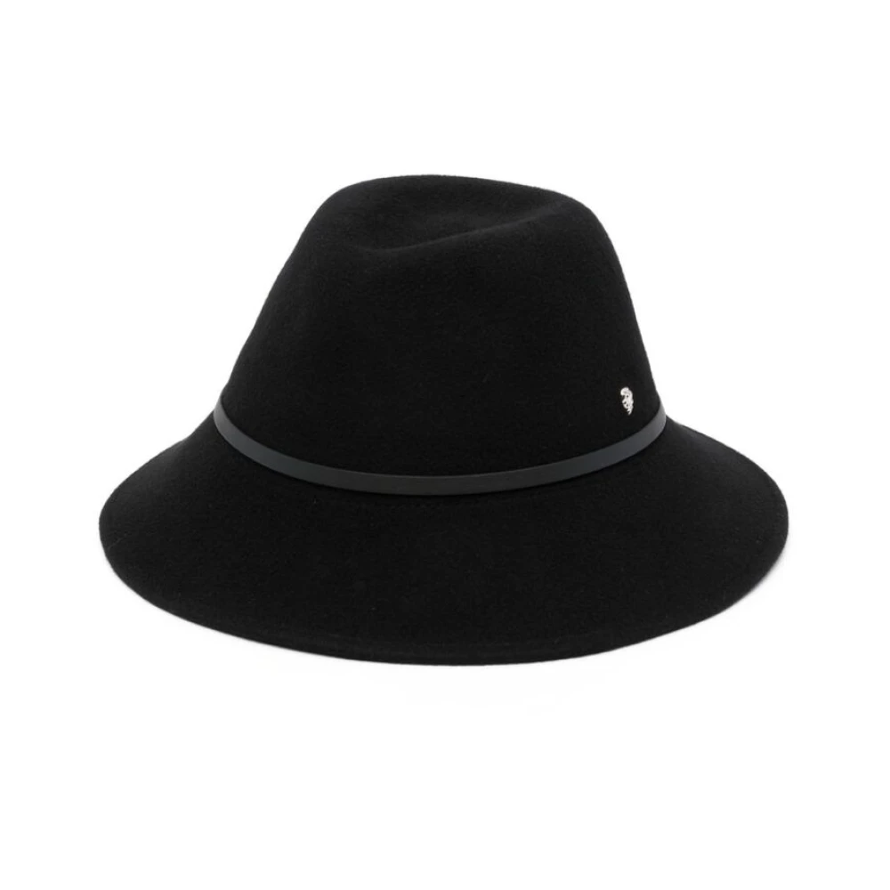 Helen Kaminski Svart filt Fedora Hatt med Logo Plaque Black, Dam